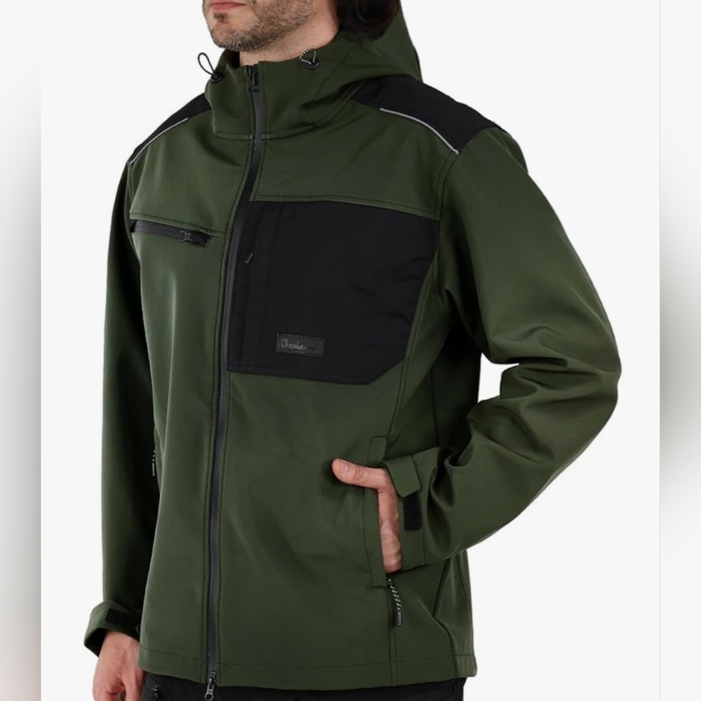 Ellobird Men's Softshell Durable Workwear Utility Hoodie Fleece Jacket Size XL